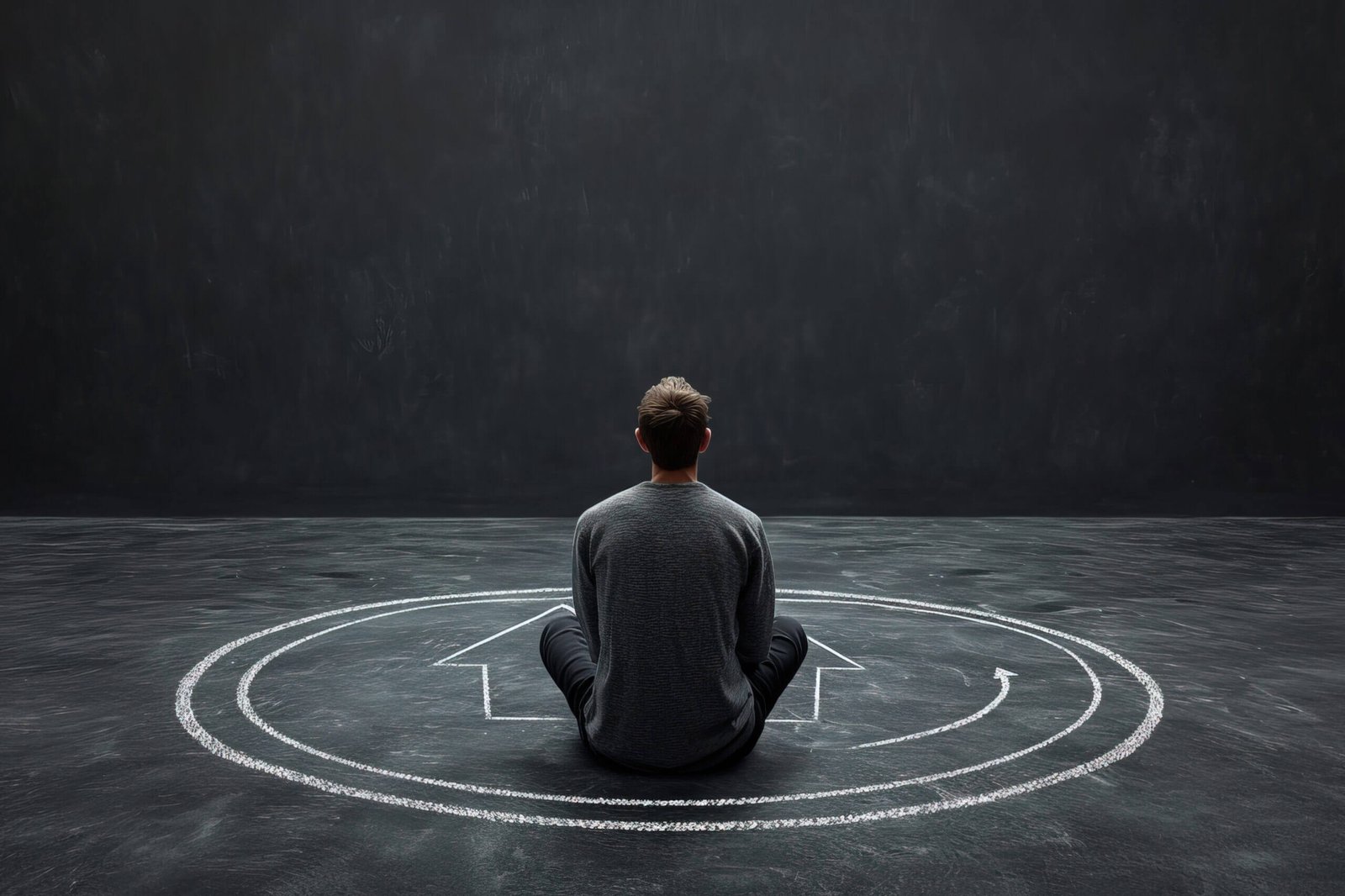 Person meditating on a path towards a bright future